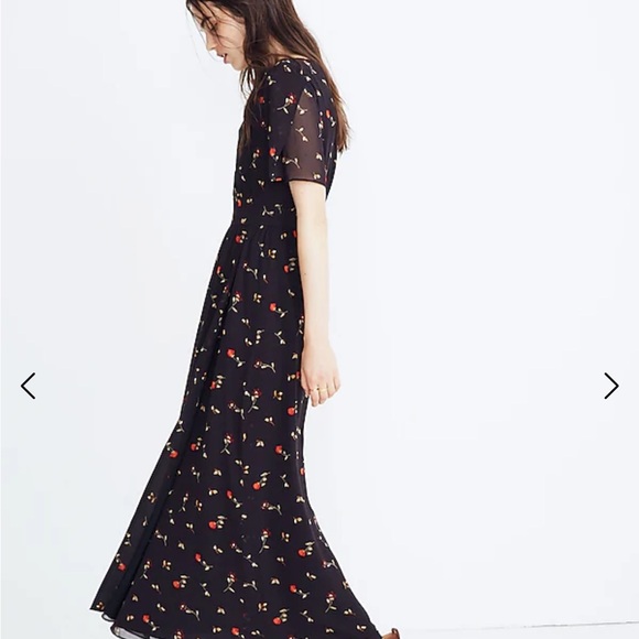 Madewell Size 6 Dress TULIP SLEEVE MAXI DRESS SWEET BLOSSOMS Faux Wrap J8523 - Picture 3 of 5